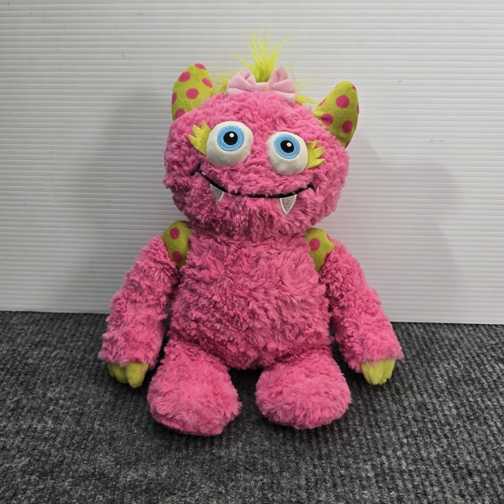 Gund Monsteroos‎ Shasta 14" Stuffed Plush w Baby- Pink, Neon Green, Polka Dot